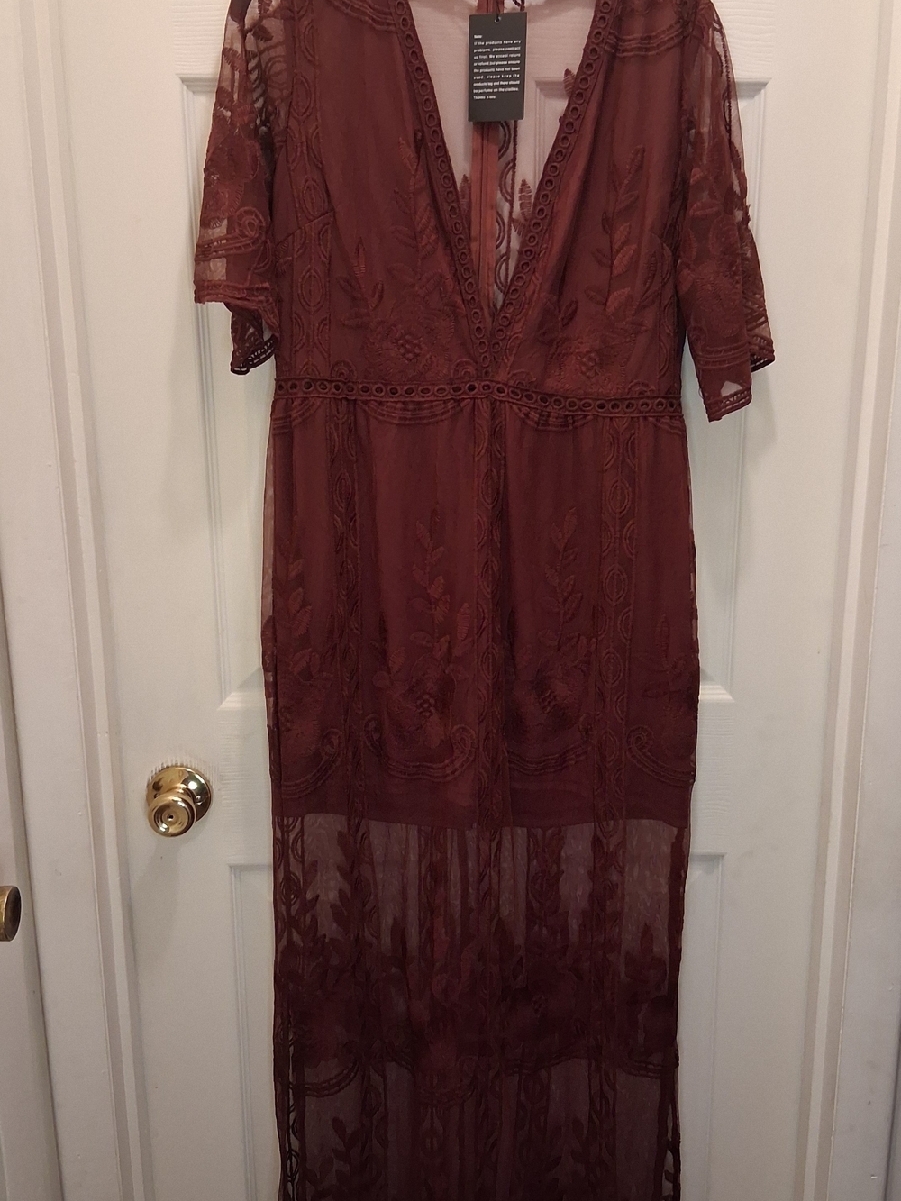 Plunge V-Neck Maxi Dress in Wine
